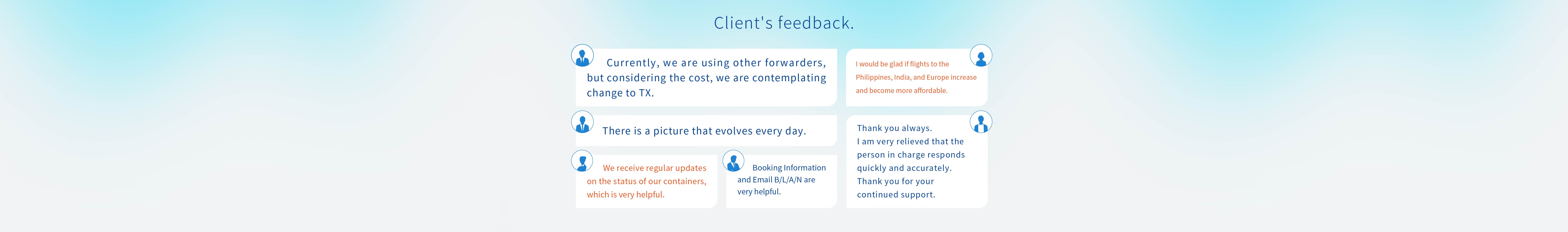 Clients feedback.
